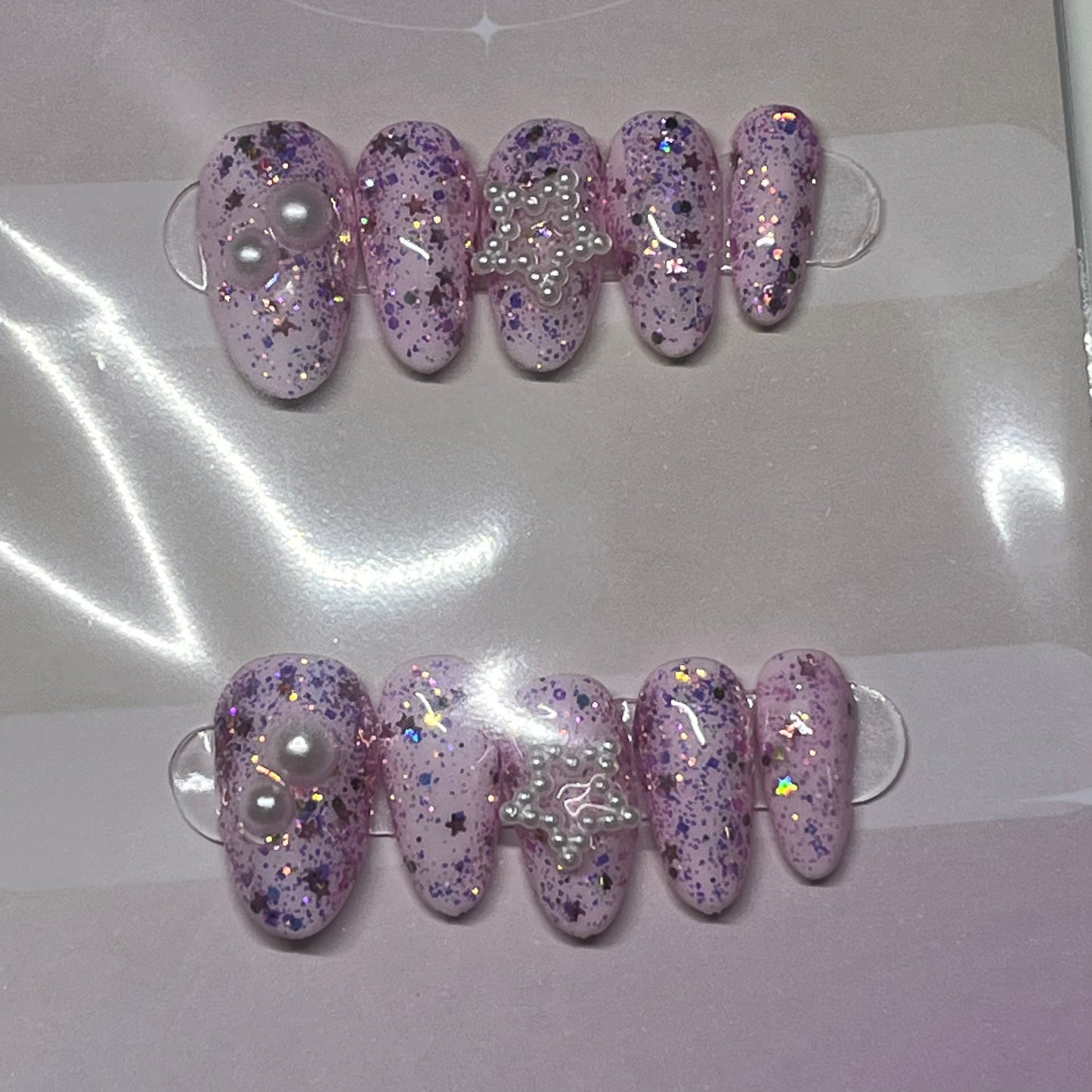 Purple Start Glitter Nails