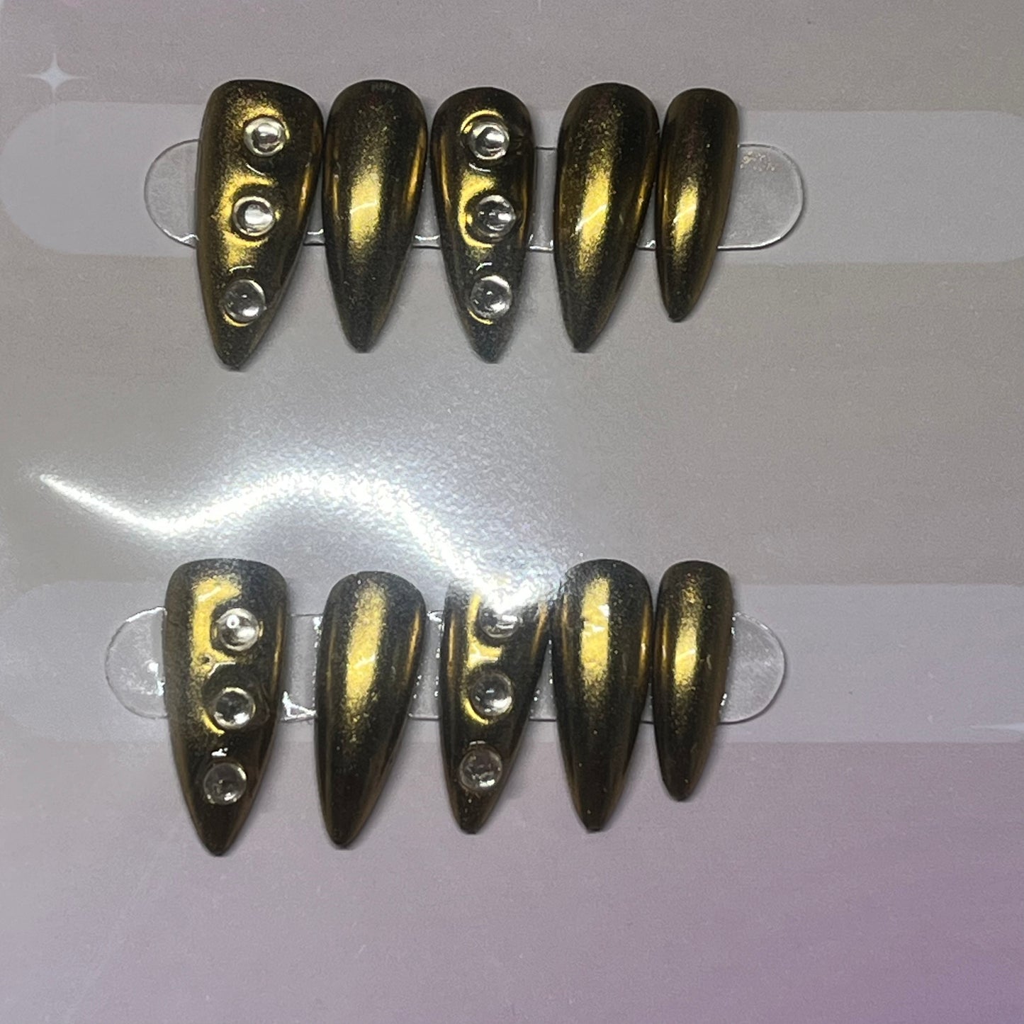 Gold Stilleto Chrome Nails