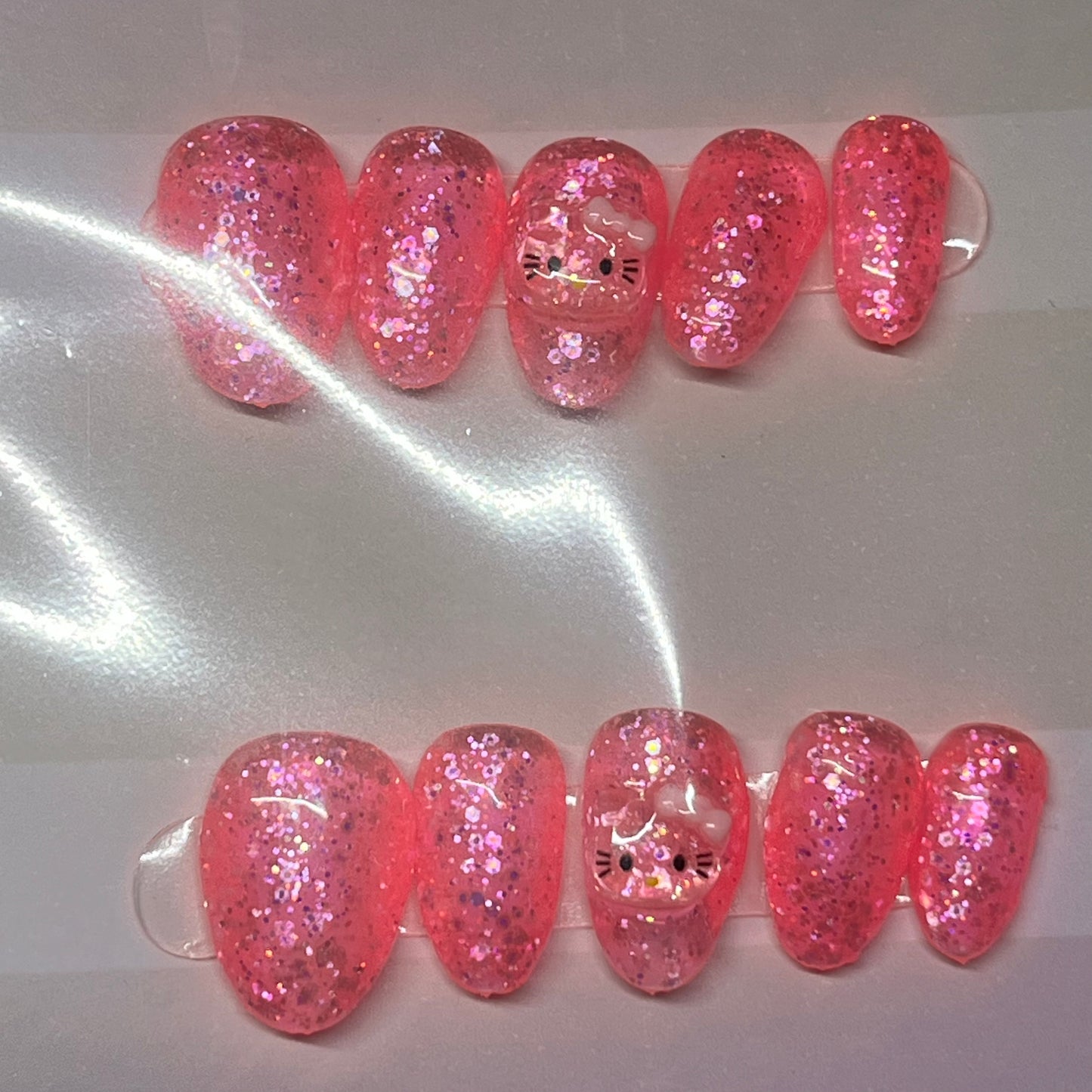 Kitty Pink Glitter Nail