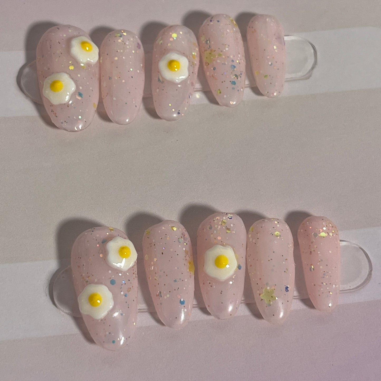 Pink Glitter Egg Nails