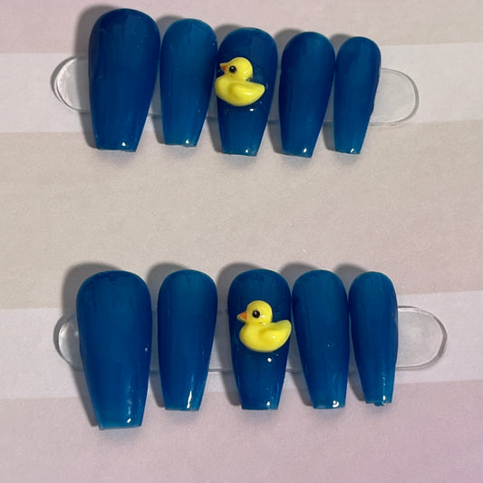 Blue Coffin Duck Nails