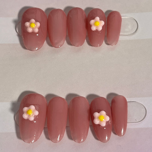 Pink Flower 3D Nails