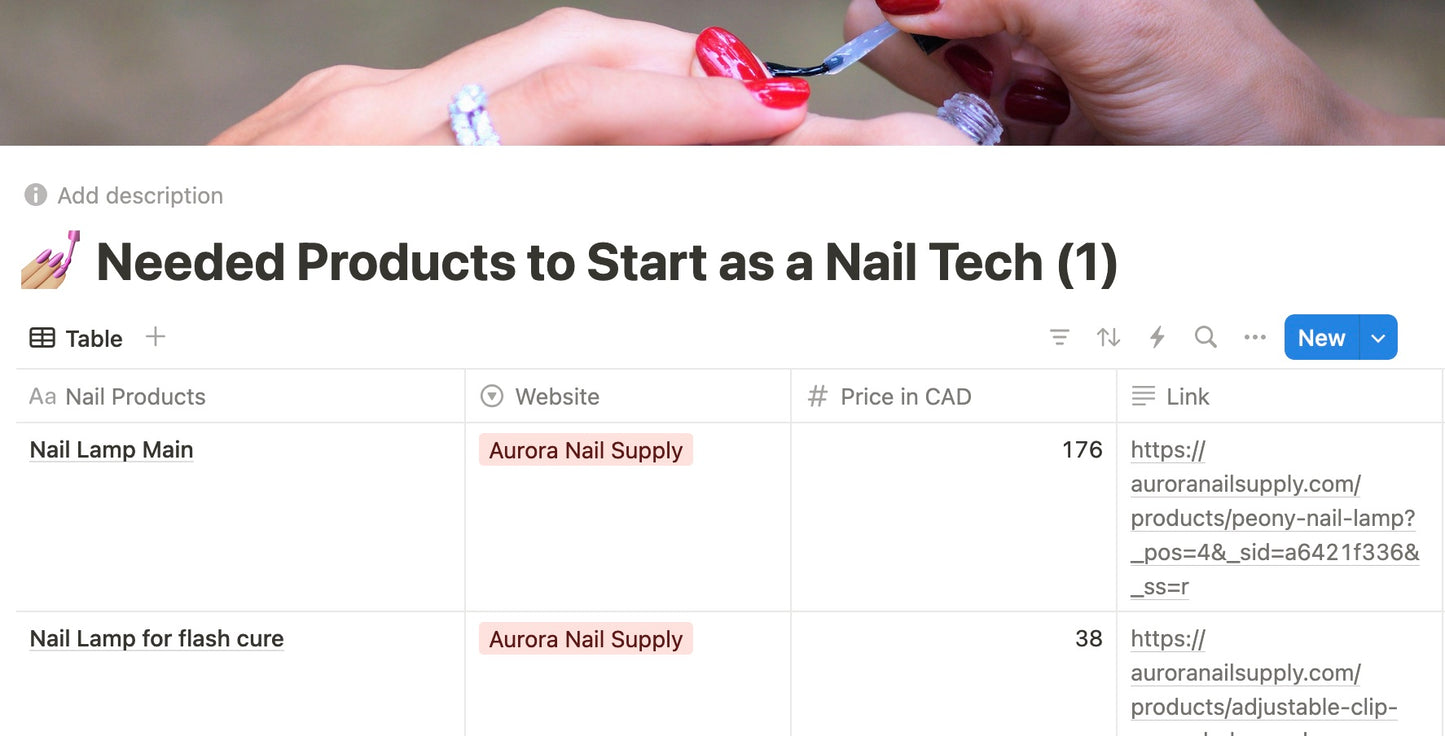 List and Links to Essential Products to be a Nail tech!